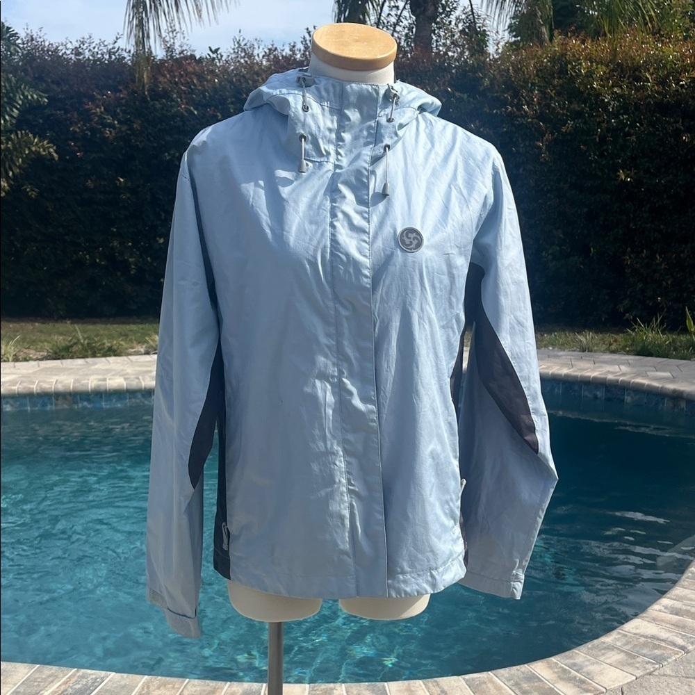 Crane Small Light Blue Hooded Windbreaker Womens TechTex
